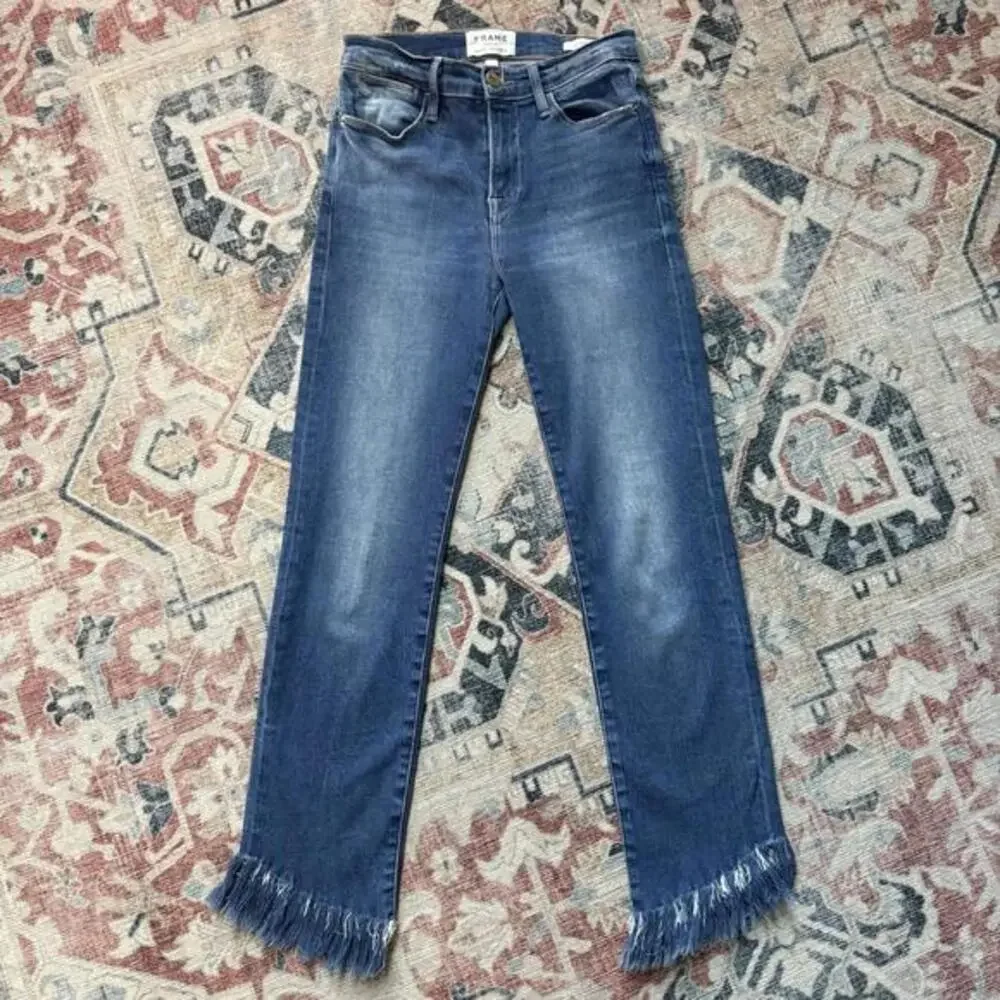 FRAME Le High Straight Blue Cotton Blend Denim‎ Jeans Womens 24